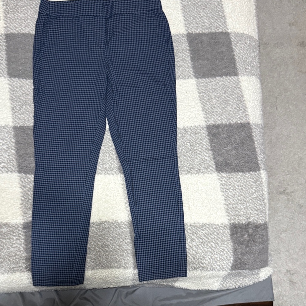 LOFT Navy Checkered Trousers